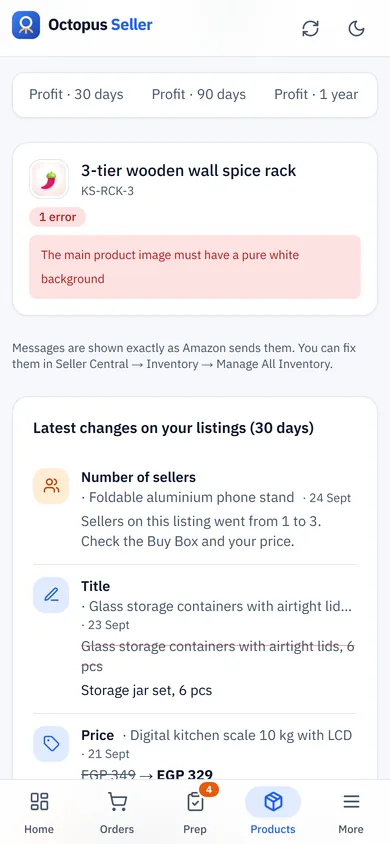 Latest listing changes on a phone